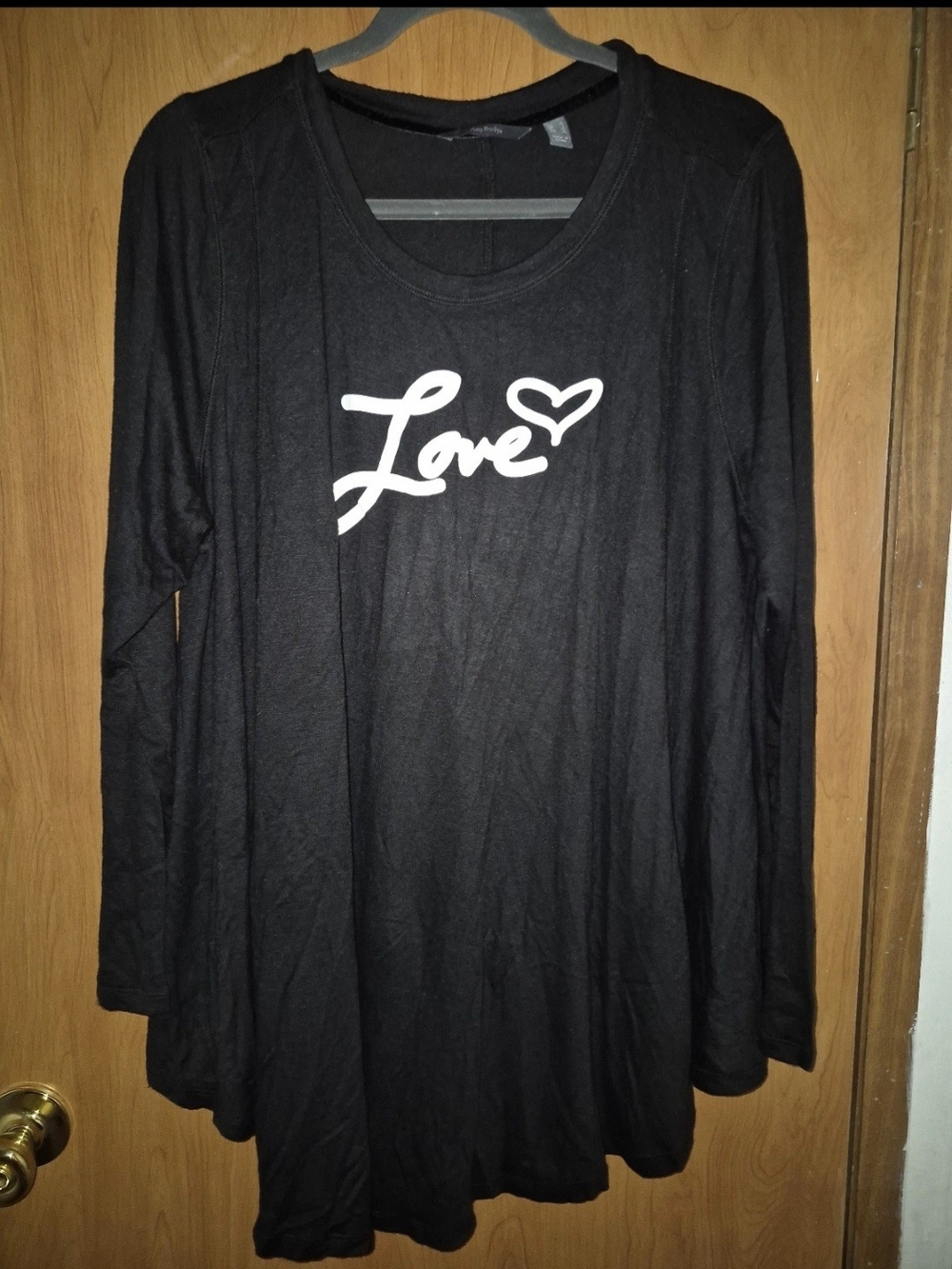 AnyBody Black Long Sleeve Top with White "Love" Script
